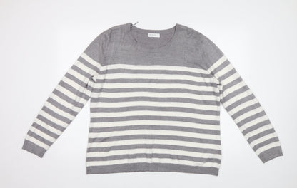 Papaya Womens Grey Striped  Pullover Jumper Size 20