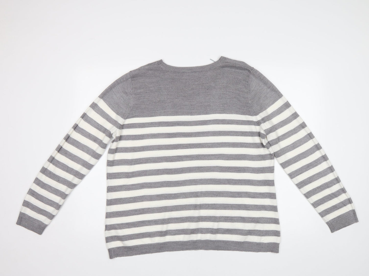 Papaya Womens Grey Striped  Pullover Jumper Size 20