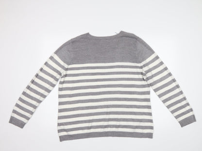 Papaya Womens Grey Striped  Pullover Jumper Size 20