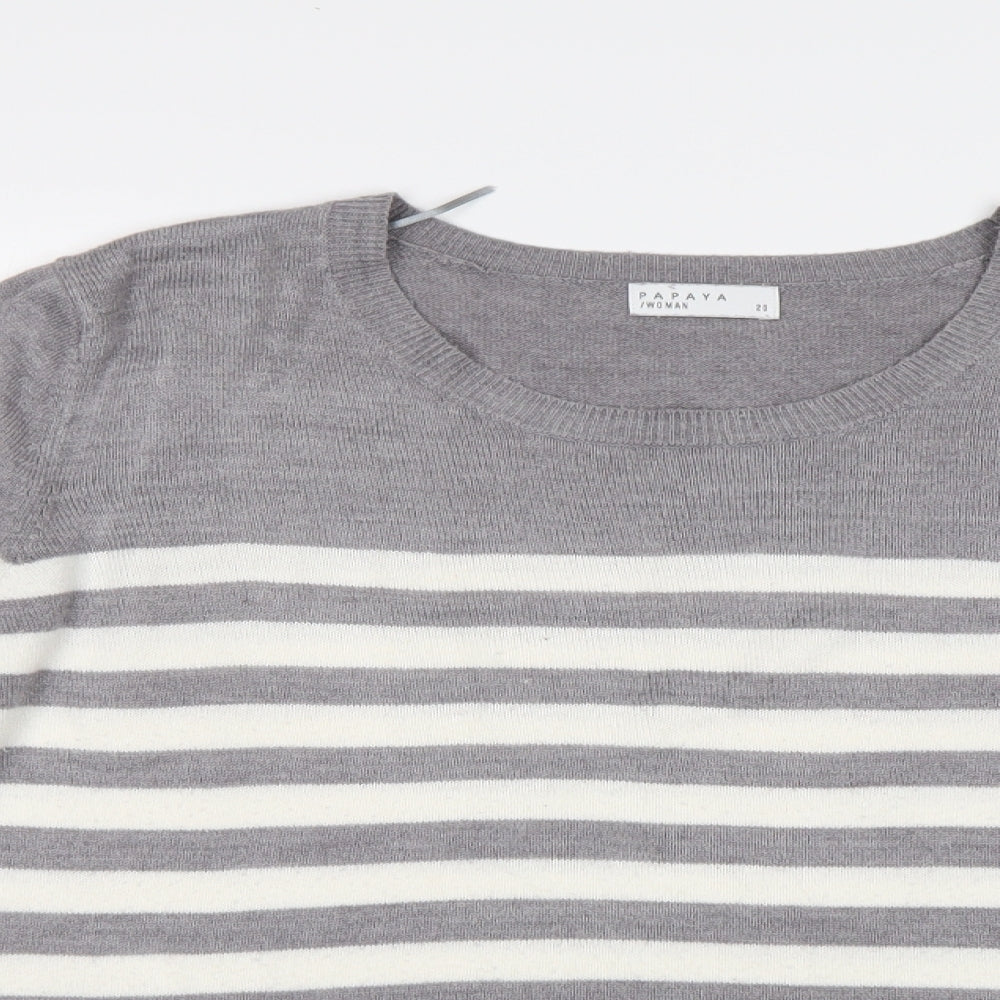 Papaya Womens Grey Striped  Pullover Jumper Size 20