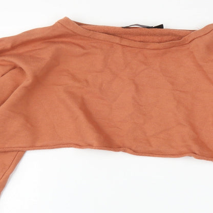 PRETTYLITTLETHING Womens Orange   Pullover Sweatshirt Size 10  - Cropped
