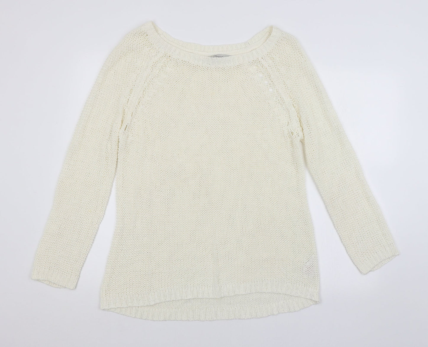 Womens UK Size L Peacocks White Pullover Jumper
