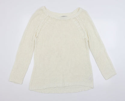 Womens UK Size L Peacocks White Pullover Jumper