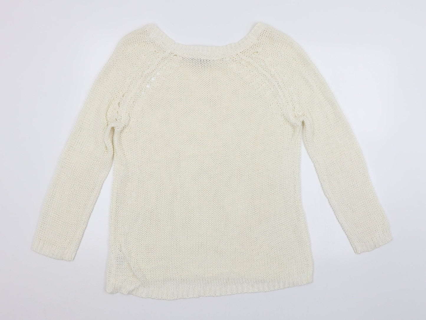 Womens UK Size L Peacocks White Pullover Jumper