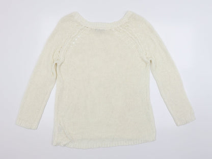 Womens UK Size L Peacocks White Pullover Jumper