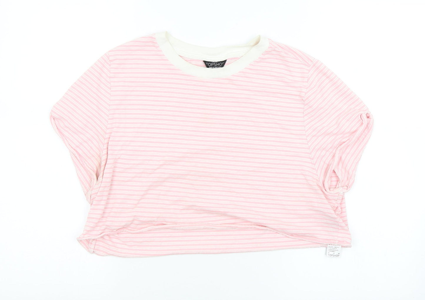 Womens UK Size 14 Topshop Pink Cropped T-Shirt