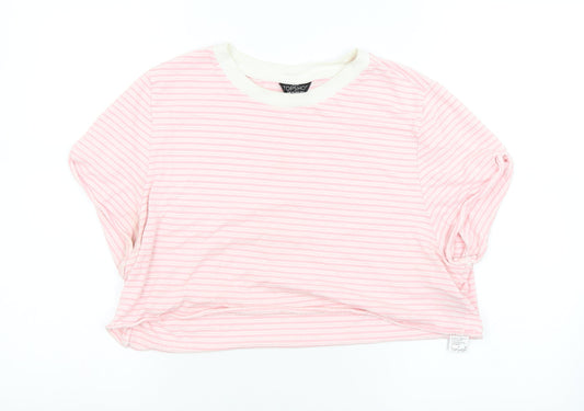 Womens UK Size 14 Topshop Pink Cropped T-Shirt