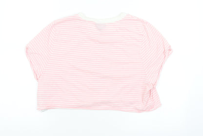 Womens UK Size 14 Topshop Pink Cropped T-Shirt