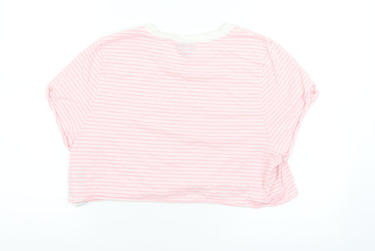 Womens UK Size 14 Topshop Pink Cropped T-Shirt