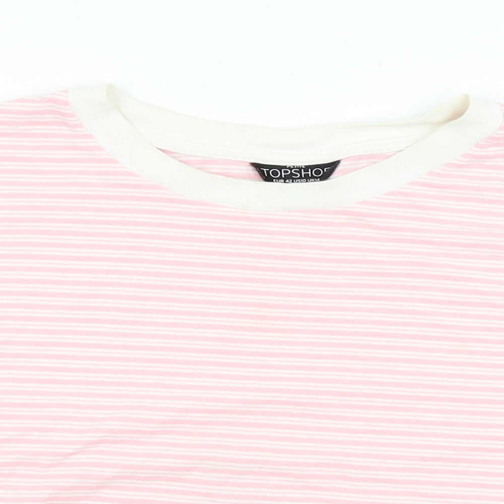 Womens UK Size 14 Topshop Pink Cropped T-Shirt