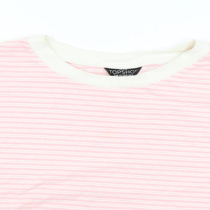 Womens UK Size 14 Topshop Pink Cropped T-Shirt