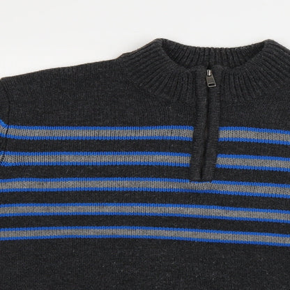 Studio Mens Grey Striped  Pullover Jumper Size M