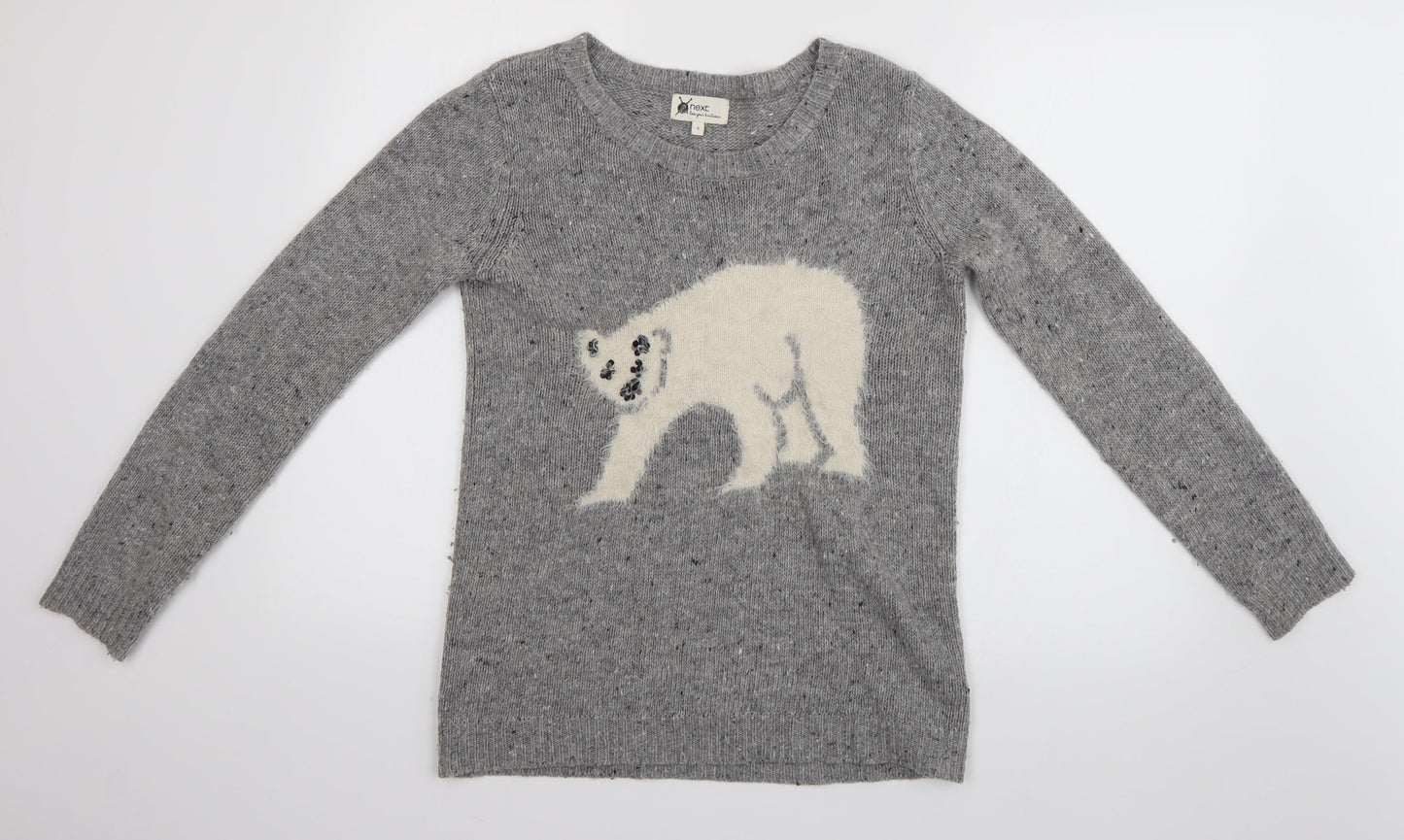 Womens UK Size 8 NEXT Grey Henley Jumper