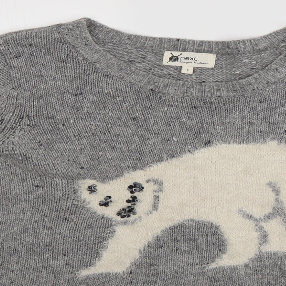 Womens UK Size 8 NEXT Grey Henley Jumper