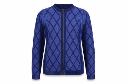 Lilyette Womens Blue Argyle/Diamond  Full Zip Jumper Size M