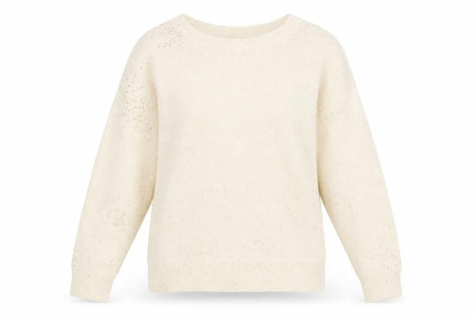 Monsoon Womens Ivory Polka Dot Knit Pullover Jumper Size M