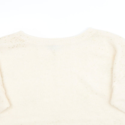 Monsoon Womens Ivory Polka Dot Knit Pullover Jumper Size M