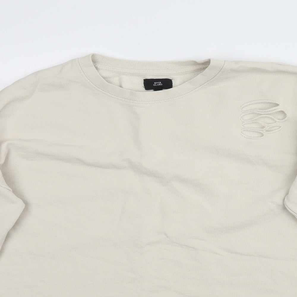 River Island Womens Beige   Pullover Sweatshirt Size M  - Distressed