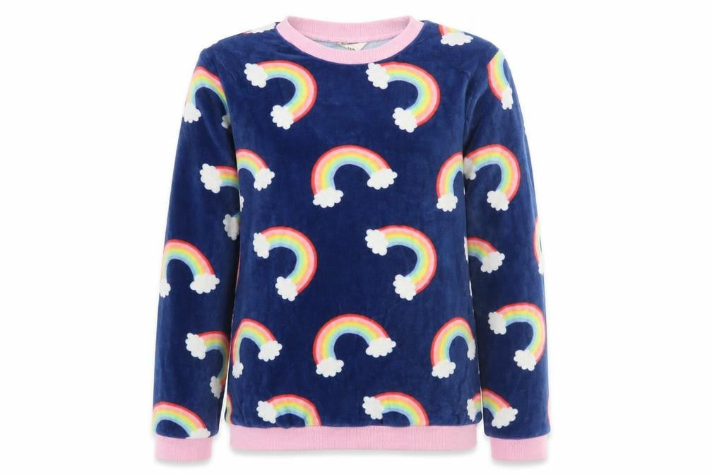 M&Co Girls Multicoloured Solid  Top Pyjama Top Size 11-12 Years  - Rainbows
