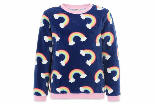 M&Co Girls Multicoloured Solid  Top Pyjama Top Size 11-12 Years  - Rainbows