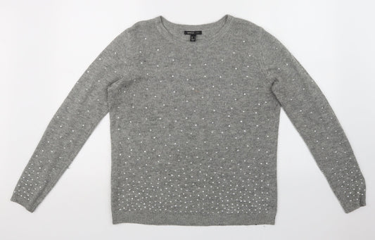 Womens UK Size 8 Mango Grey Pullover Jumper