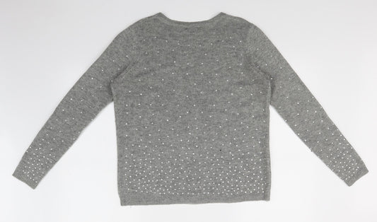 Womens UK Size 8 Mango Grey Pullover Jumper