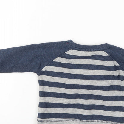 Little Rebel Boys Blue Striped  Pullover Jumper Size 9-12 Months