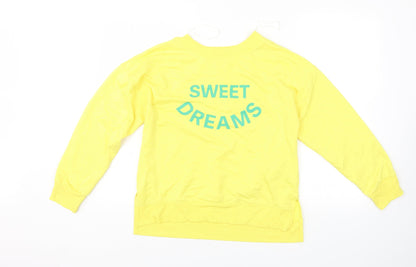 Additional front view of Time To Dream women’s yellow pullover sweatshirt, size M