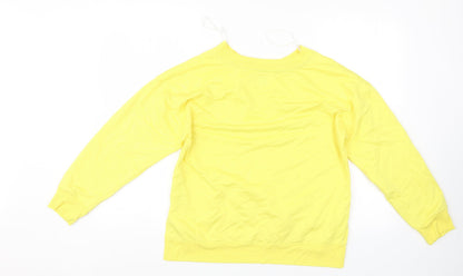 Back view of Time To Dream women’s yellow pullover sweatshirt, size M