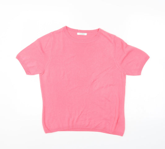 Womens UK Size 14 Classic Pink Cropped Blouse