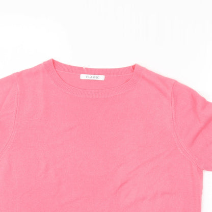 Womens UK Size 14 Classic Pink Cropped Blouse