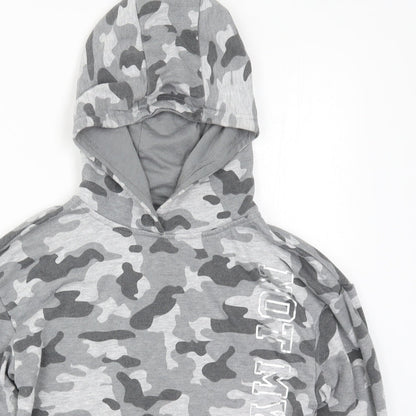 Primark Girls Grey Camouflage  Pullover Hoodie Size 11-12 Years  - Not my Problem Don't Care