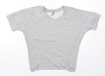 Evie Womens Grey   Pullover Sweatshirt Size 10
