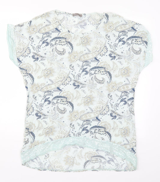 First Avenue Womens Blue Paisley  Basic T-Shirt Size S