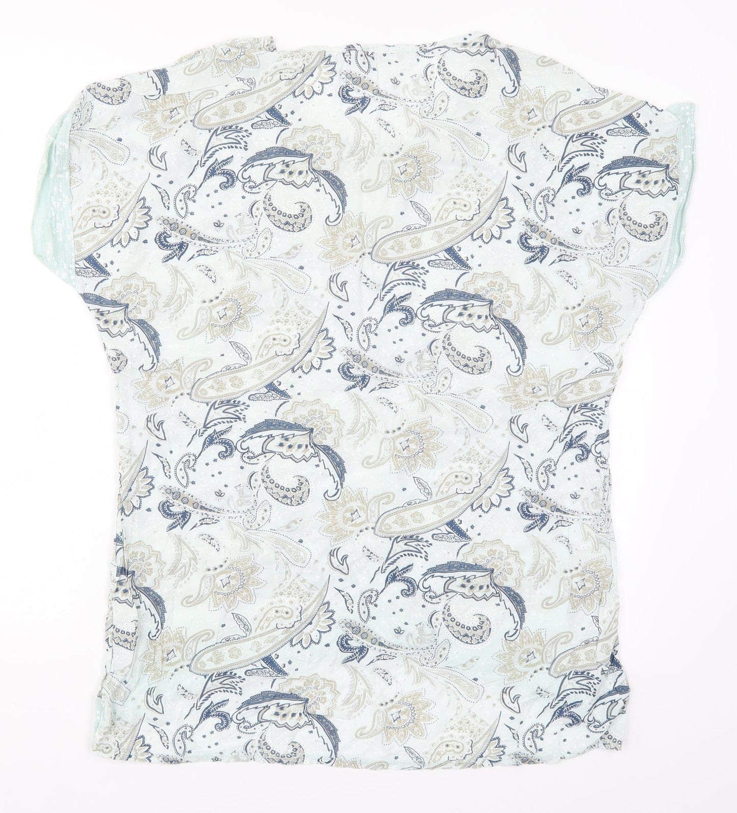 First Avenue Womens Blue Paisley  Basic T-Shirt Size S