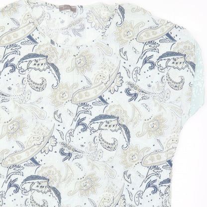 First Avenue Womens Blue Paisley  Basic T-Shirt Size S