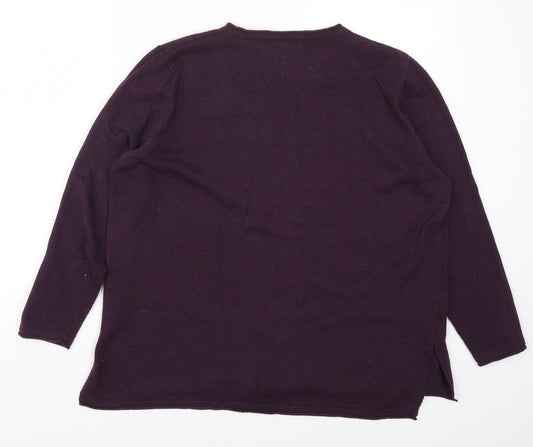 First Avenue Womens Purple  Knit Pullover Jumper Size XL