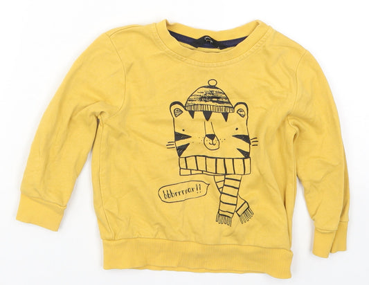 George Boys Yellow   Basic T-Shirt Size 18-24 Months  - Chilly Tiger Brrrr