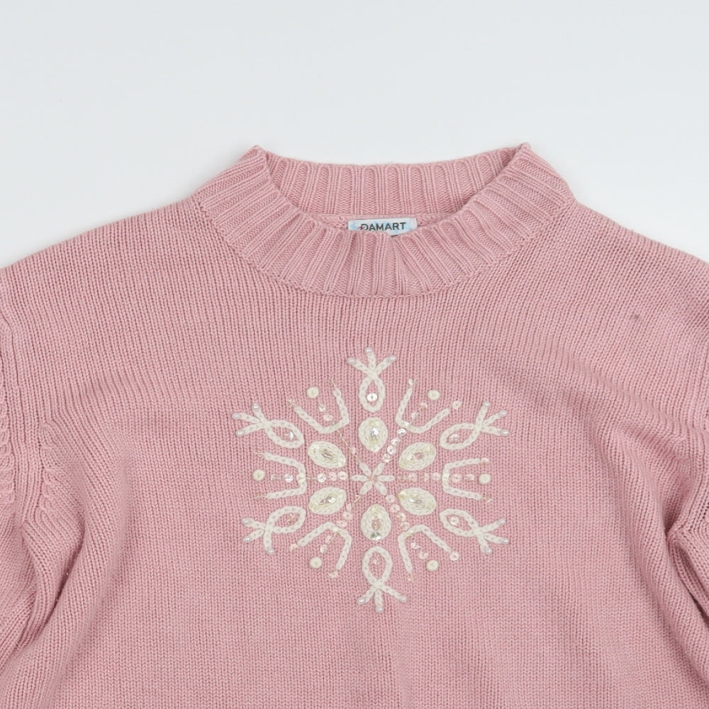 Damart Womens Pink  Knit Pullover Jumper Size 14