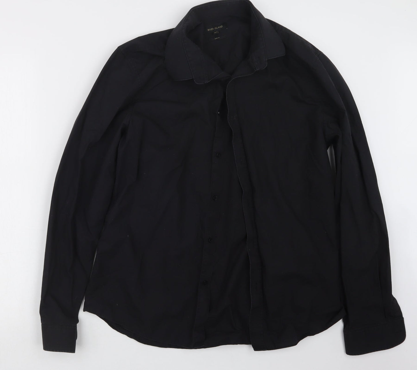 River Island Mens Black    Button-Up Size 16.5