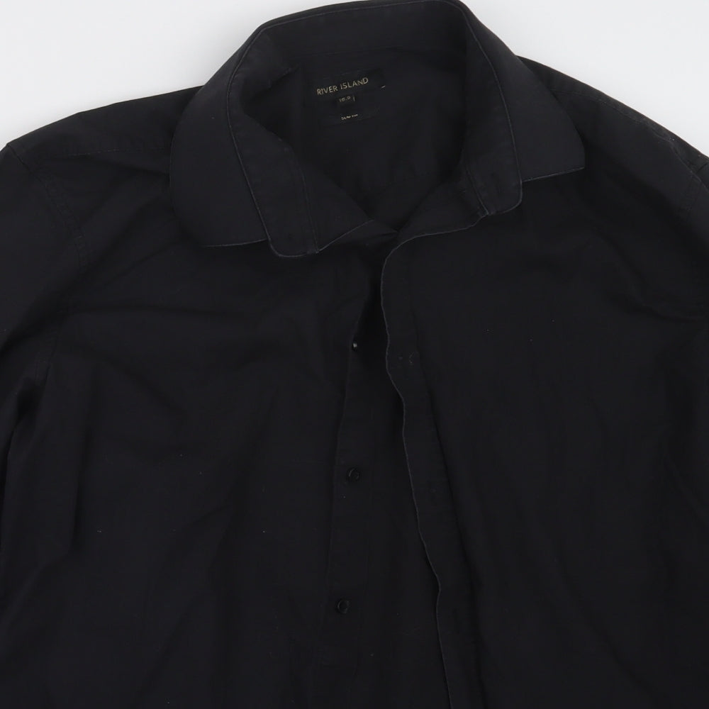 River Island Mens Black    Button-Up Size 16.5