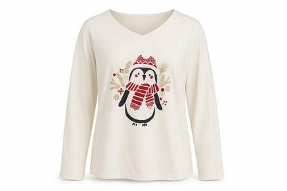Damart Womens Beige Geometric  Top Pyjama Top Size M  - Christmas