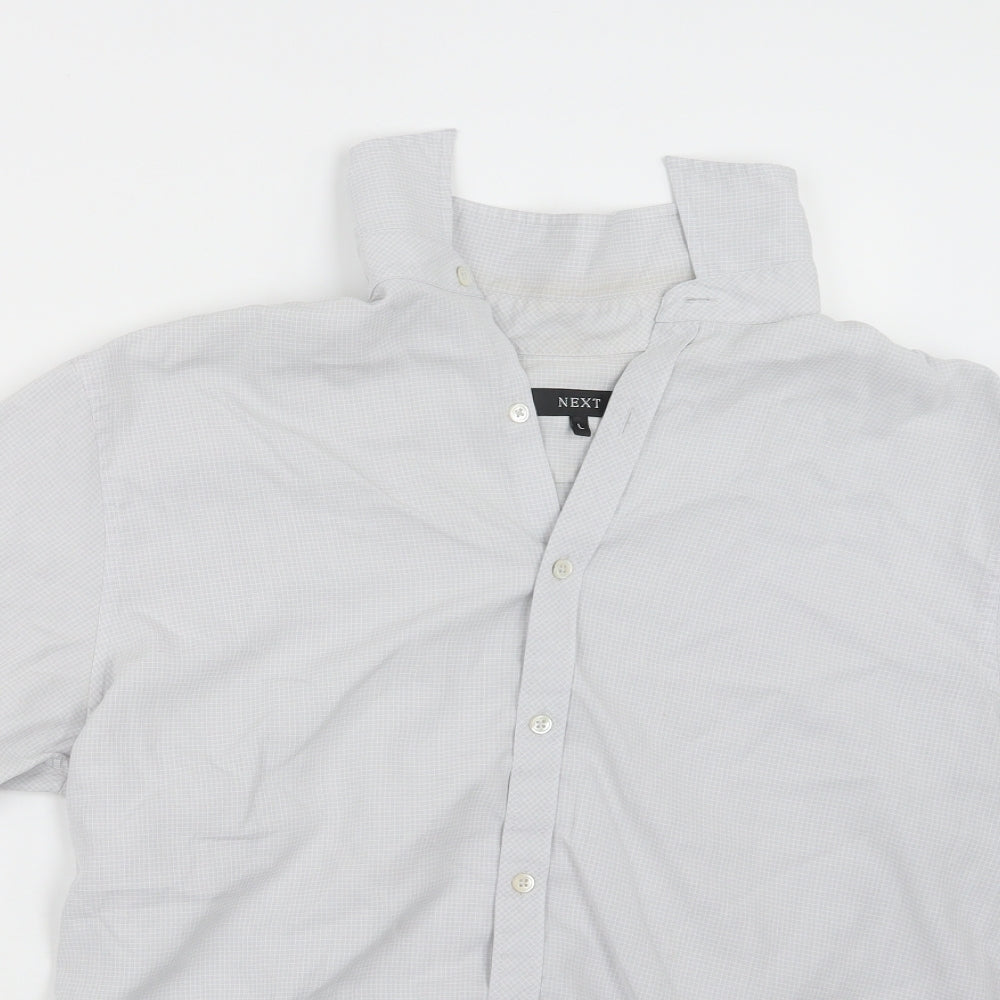 Mens UK Size L NEXT Grey  Button-Up Short Sleeve Casual Shirt