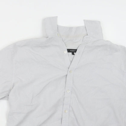 Mens UK Size L NEXT Grey  Button-Up Short Sleeve Casual Shirt