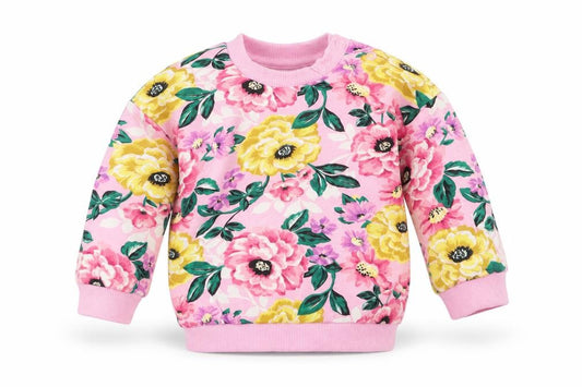 Nutmeg Girls Pink Floral  Pullover Jumper Size 0-3 Months