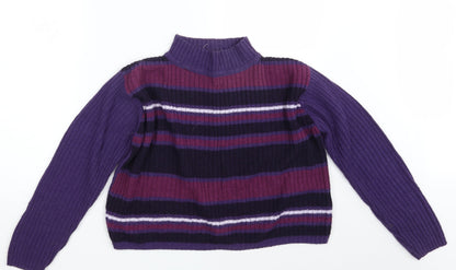 Classic Essentials Womens Purple Striped  Pullover Jumper One Size