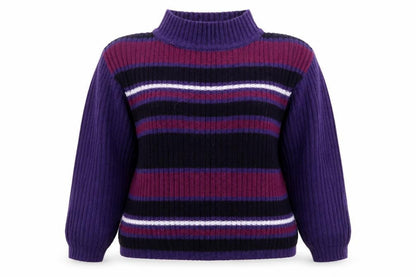 Classics Essentials Womens Purple Striped  Pullover Jumper One Size