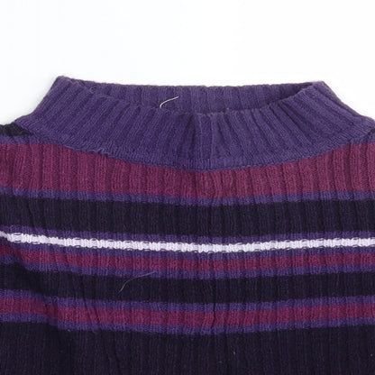 Classic Essentials Womens Purple Striped  Pullover Jumper One Size