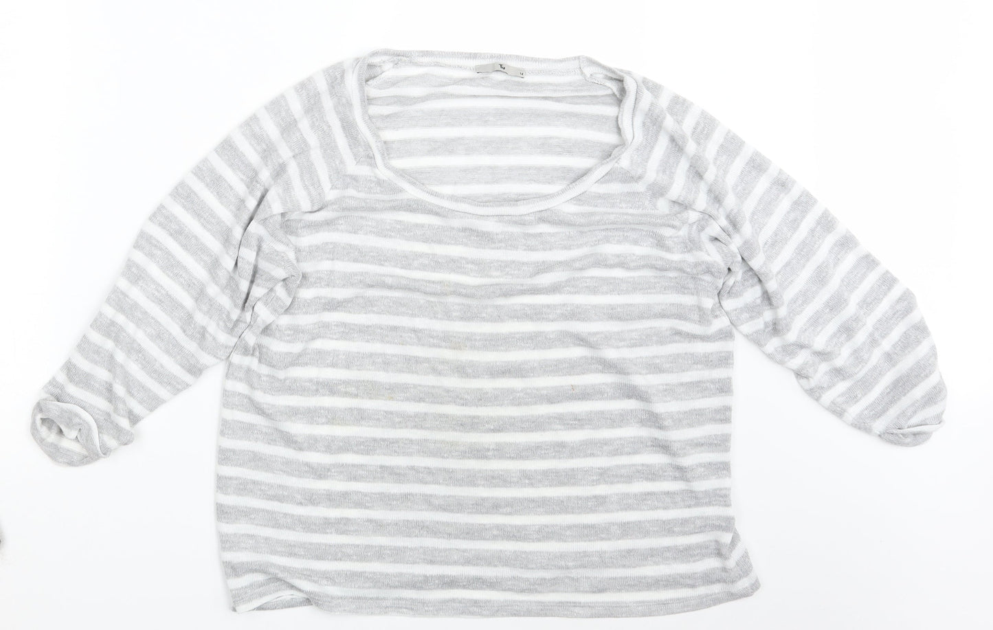 TU Womens Grey Striped  Pullover Sweatshirt Size 14