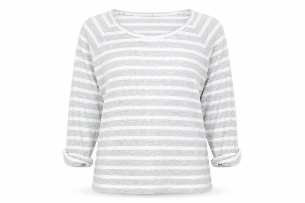 Tu Womens Grey Striped  Pullover Sweatshirt Size 14
